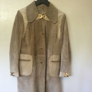 Vintage Gucci Suede Coat with leather trim